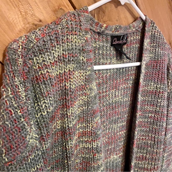 Questions Long Sleeve Gray Open Front Cardigan Sweater Size Medium - Picture 5 of 8